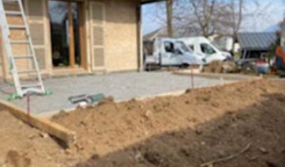 Création d'une terrasse en dalle béton brut - COSTINHA à Thonon-les-Bains